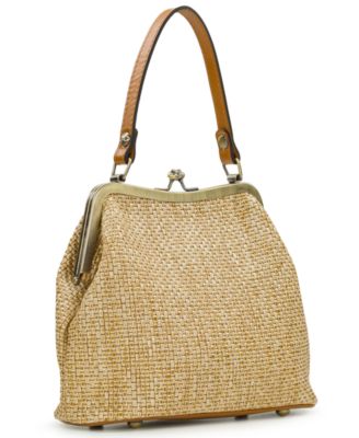 Laureana Small Straw Frame Crossbody Bag with Scarf
