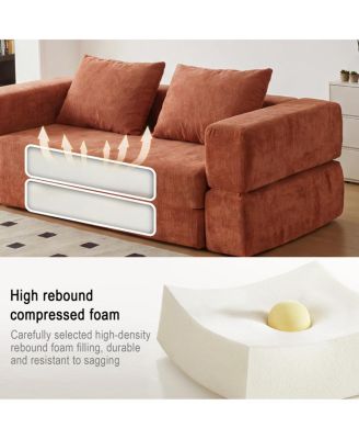 Streamdale Orange Sofa Bed with Rectangle Pillow and Cushions