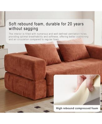 Streamdale Orange Sofa Bed with Rectangle Pillow and Cushions