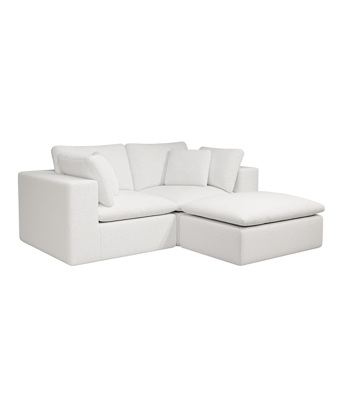 Streamdale Furniture Modular Sectional Sofa Seat, Upholstered Couch for Living Room, 3PC Free Combination, White