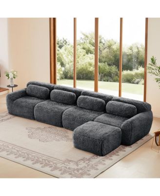 Streamdale L-shaped Plush Modular Sectional Sofa, Dark Gray