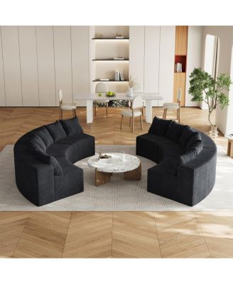  Corduroy Curved Sectional Foam Sofa with 12 Pillows & Six Modules