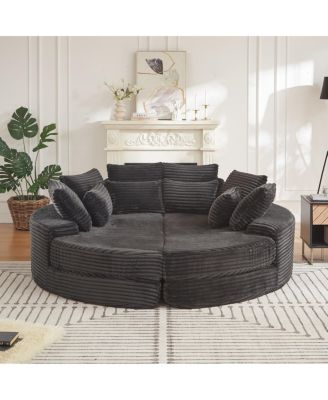 Streamdale Corduroy Oversized Recliner, Converts to 2 Recliners, Sofa Bed, Neck Pillow