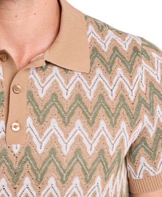 Men's Zig Zag Print Polo Shirt