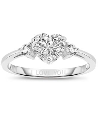 Sparkling Sterling Silver CZ Three-Stone "I Love You" Ring