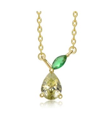 Timeless CZ Botanical-Inspired Drop Necklace in 14K Gold Plated