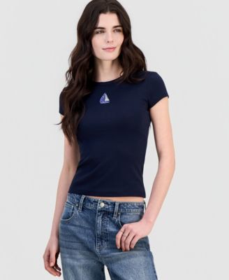 Juniors' Beachy Beaded Short-Sleeve T-Shirt