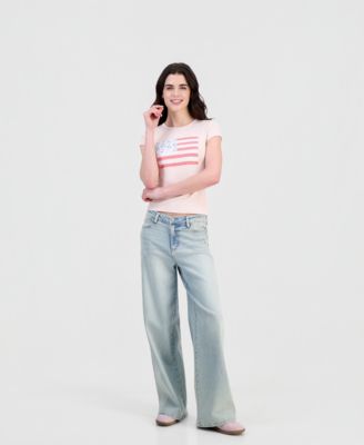 Juniors' Patchwork Flag Short-Sleeve T-Shirt