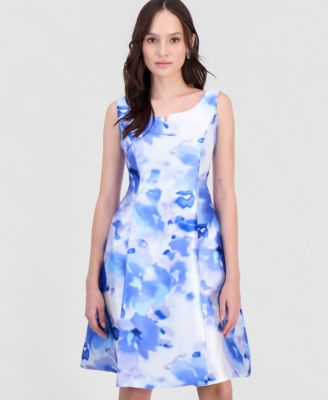 Petite Printed Sleeveless A-Line Dress