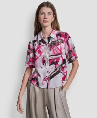 Women's Geometric Print Collared Shirt