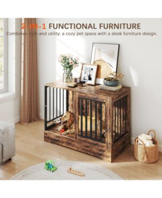 Furniture Style Dog Crate End Table with Dual Doors for Dogs