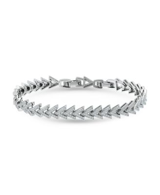 2 1/10 ct. t.w Micro Pave Cubic Zirconia Stones Chevron Design Pattern Link Bracelet