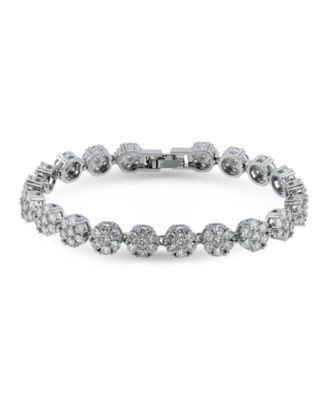 7 ct. t.w 2mm Round Cut Cubic Zirconia Stones Cluster Flower Link Bracelet