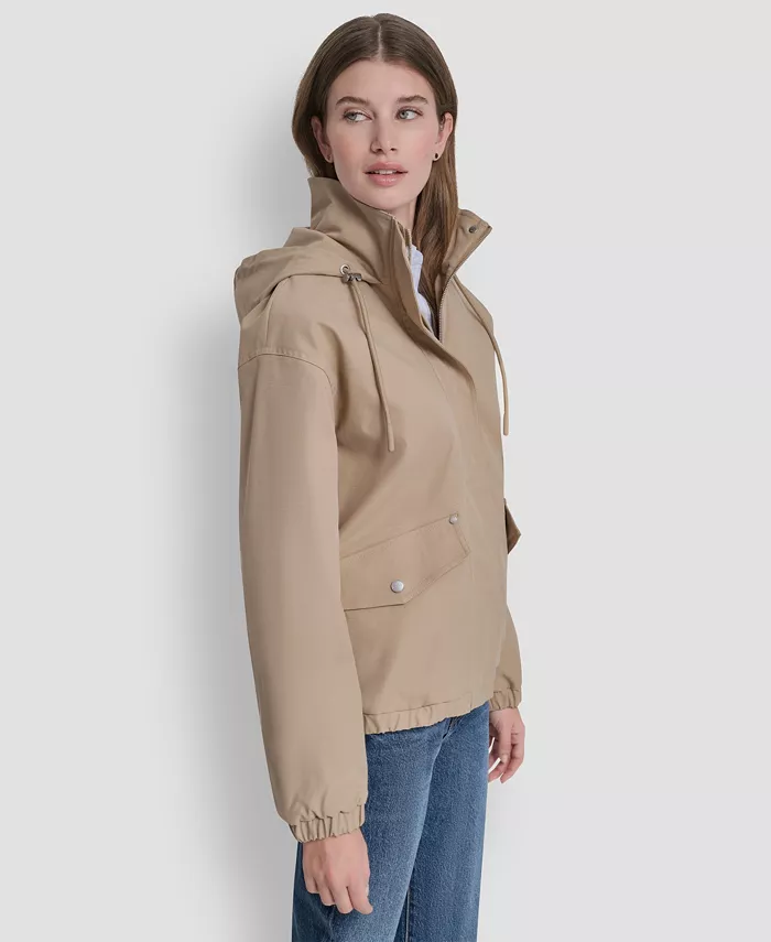 Women's Stand Collar Bomber Raincoat - thumbnail 3