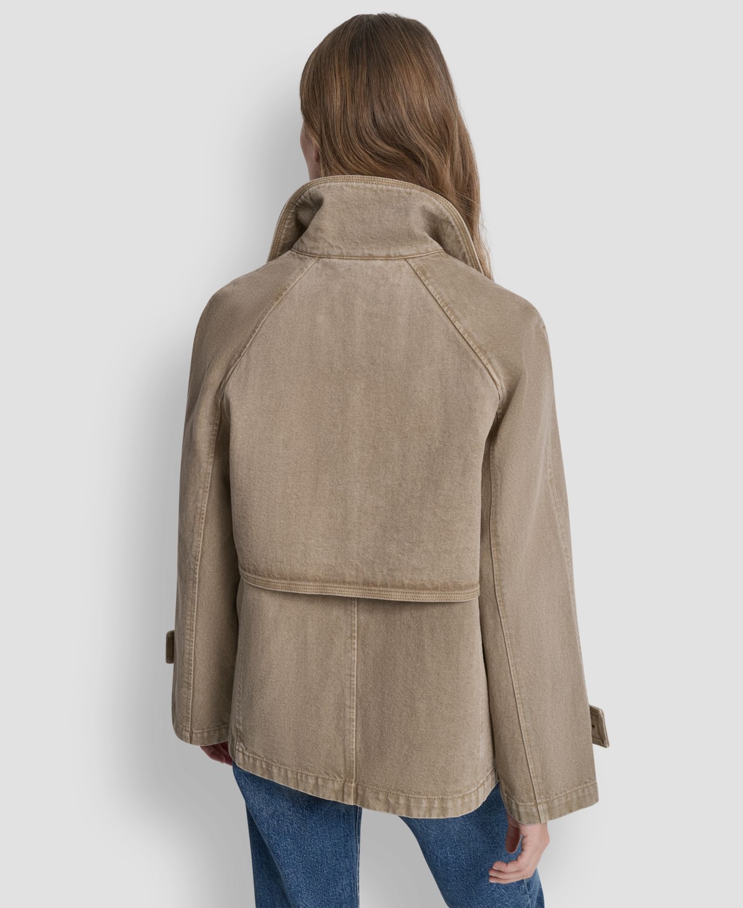 Women's Denim Double Breasted A-Line Coat
