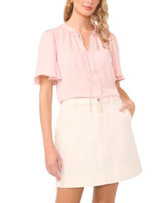 Women's Tie Neck Short-Sleeve Blouse