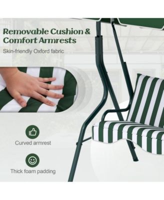 LUCKY ONE 3 Seat Outdoor Patio Canopy Porch Swing with Cushioned Steel Frame