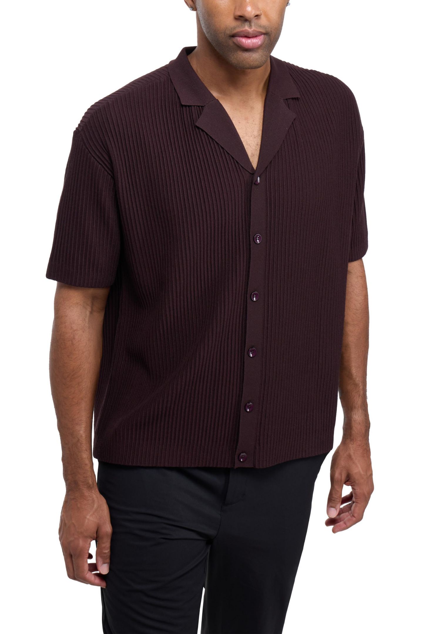 Мужские топы XRAY Short Sleeve Vertical Ottoman Camp Collar Button Down Sweater Polo, цвет: Коричневый — фото 5