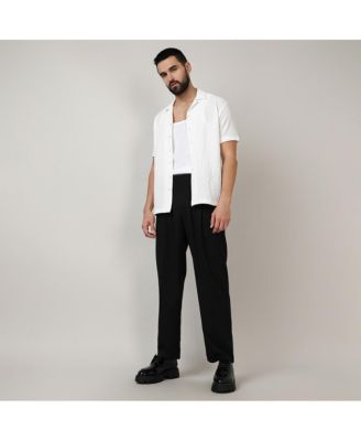 Men's Onyx Black Solid Tailored Trousers