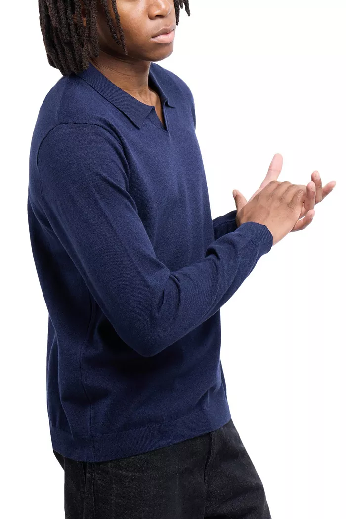 Men's Long Sleeve Sweater Johnny Collar Polo - thumbnail 3