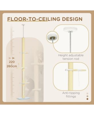 Yellow 4-Tier Floor to Ceiling Cat Tree, 87-103" Adjustable