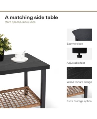 3 piece set of rotating rocking chair with flowers and rattan beige Bohemian Patio