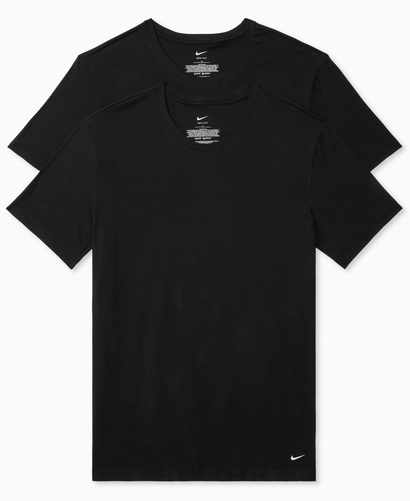 Бельё Undershirts для мужчин, хлопок, стрейч, 2 шт. — Nike, цвет: Чёрный — фото 1