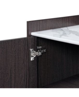 Modi Wenge Accent Cabinet with 2 Doors, Open Storage & Raised Sides, Faux Marble Top, Manufactured Wood