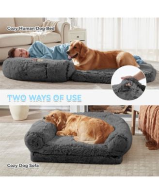 71" Extra Large Dog Bed for People - Foldable Plush Sofa for You & Pet
