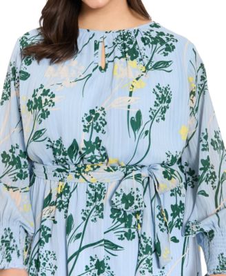 Plus Size Sheer Stripe V-Neck Dress