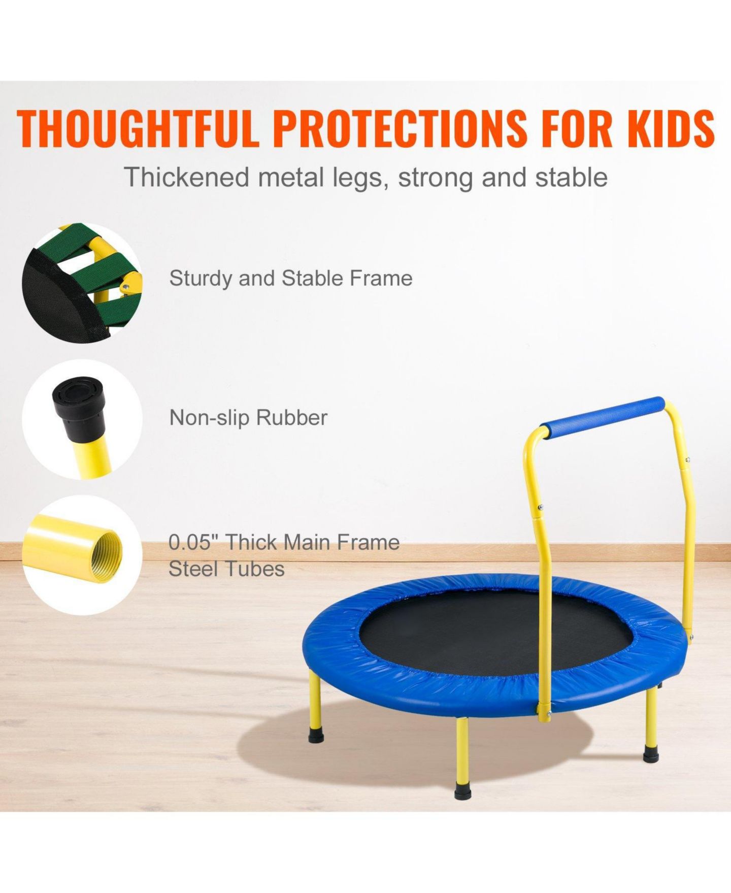 Детская игрушка Mecale 3FT Foldable Trampoline with Handle, Ages 3+, цвет: Синий — фото 6