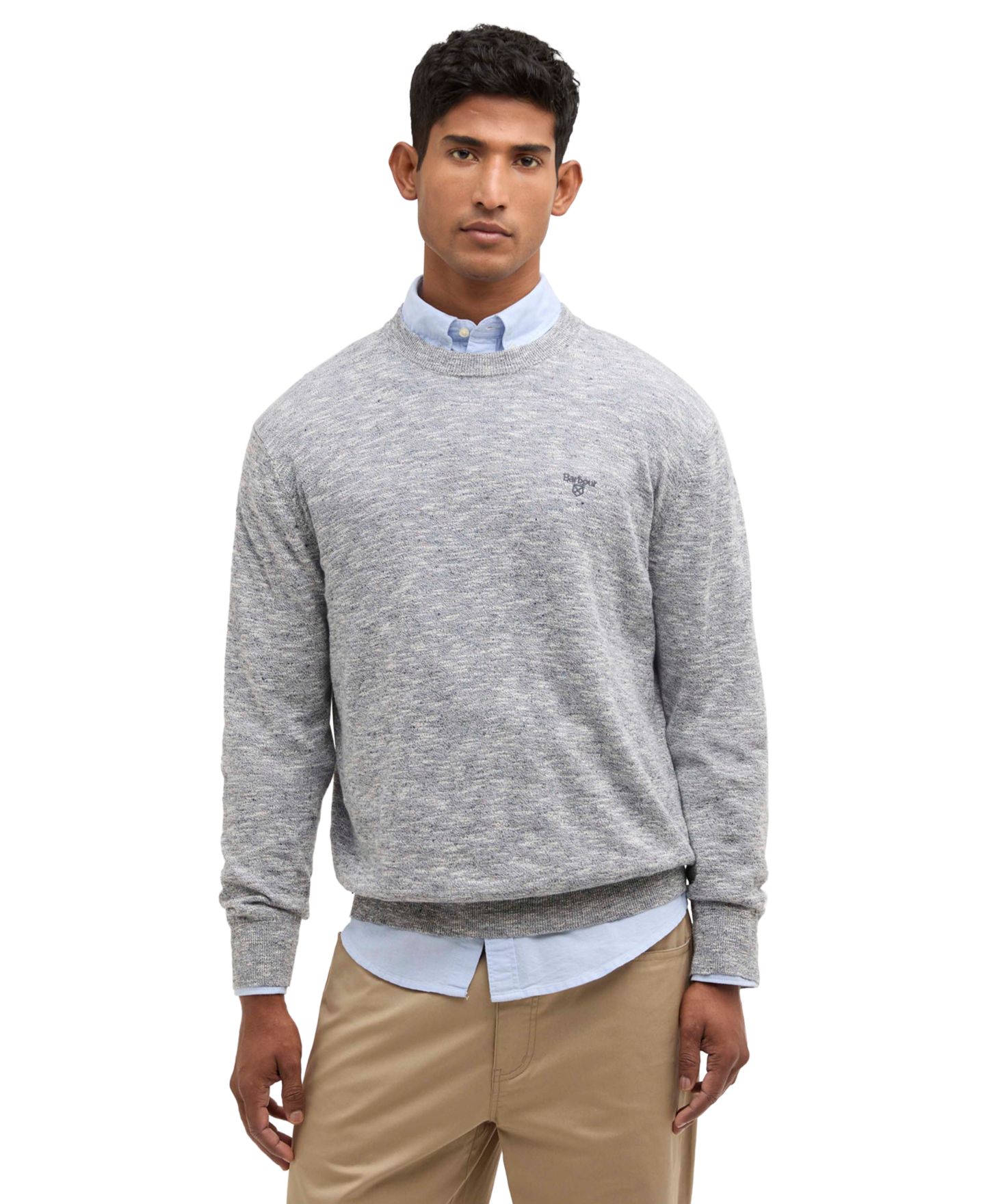 Мужской свитер Barbour Flaxby Linen Blend Crewneck, цвет: Серый — фото 1