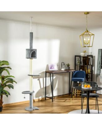 85.5" Gray 4-Tier Floor-to-Ceiling Kitty Activity Center