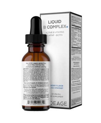 Liquid B-Complex Supplement with 8 Forms of Vitamin B Vitamin Thiamine B1, Riboflavin B2, B3, B5, B6, Biotin B7, Methylated B9 & B12, 1 fl oz