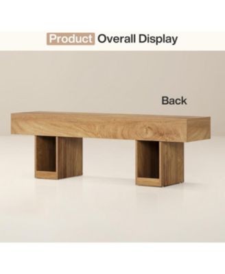 55” Entryway Bench, Farmhouse Wood End of Bed Bench, Long Indoor Bench, Oak