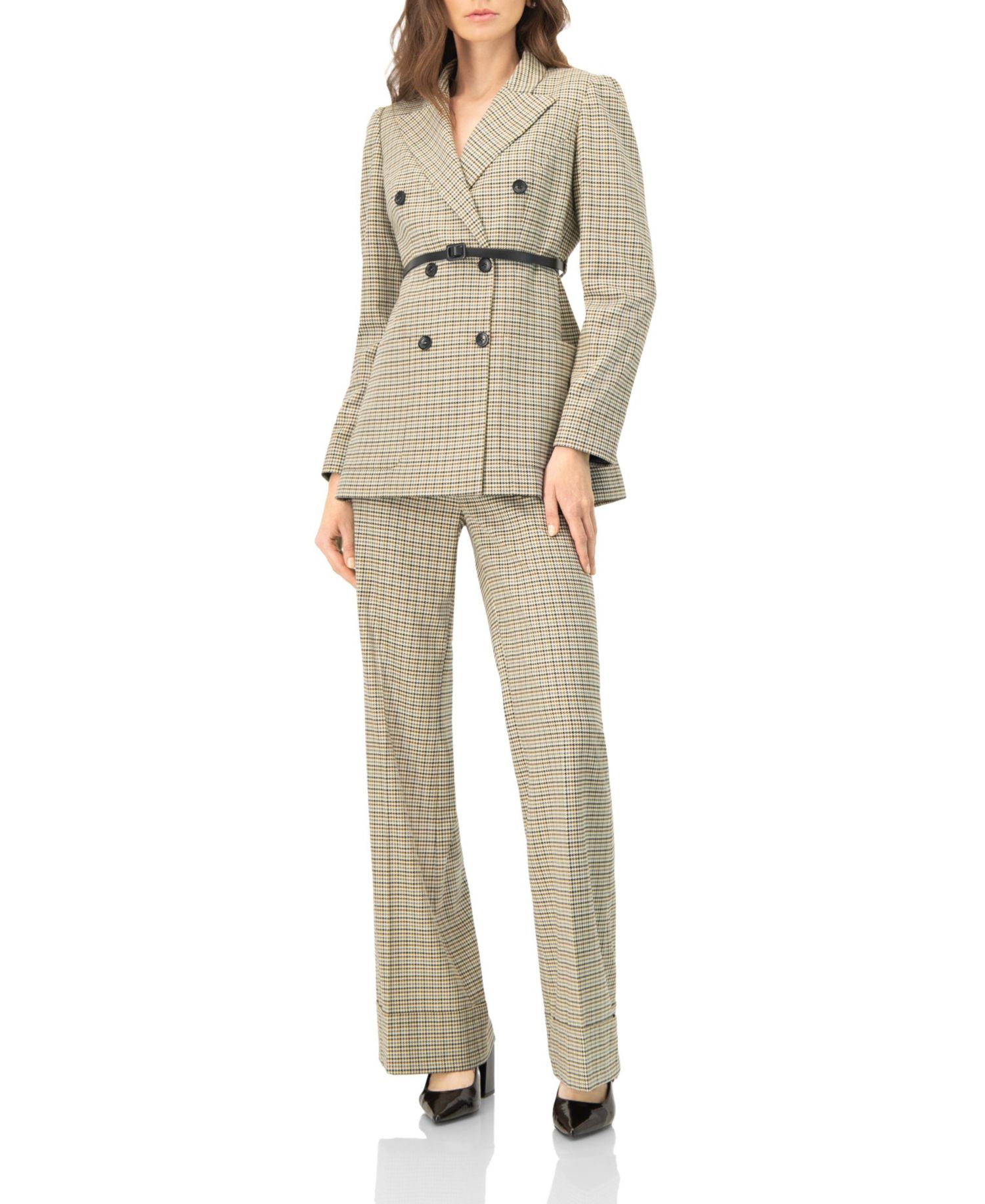 Women's Double-Breasted Checkered Blazer