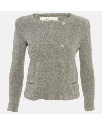Women's Etoile Grey Textured Knit Button Front Cardigan
