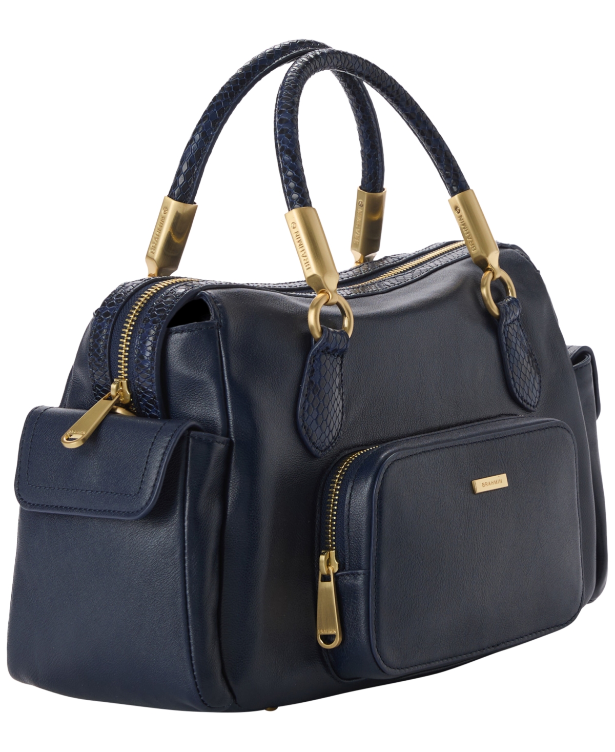 Brahmin Micaela Rolled Handles Medium Leather Satchel Bag