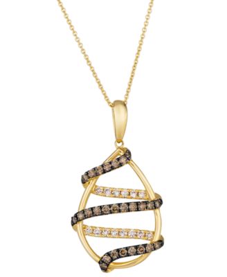 Nude Diamond (1/4 ct. t.w.) & Chocolate Diamond (7/15 ct. t.w.) Pendant Necklace in 14k Honey Gold