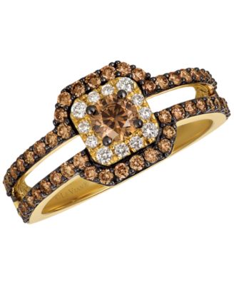Chocolate Diamond (0.73 ct. t.w.) & Vanilla Diamond (0.11 ct. t.w.) Ring in 14k Honey Gold