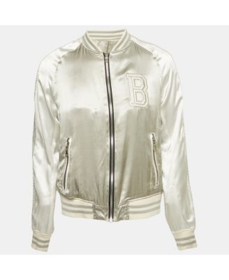 Women's Grey Satin Bomber Jacket