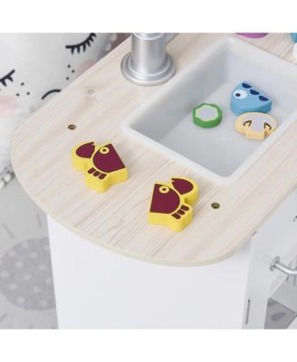 Corner Kids Play Kitchen Set with Detachable Refrigerator Sink and Fourteen Accessories for Ages Three and Up