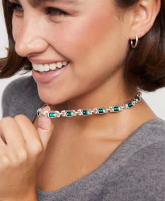 Sterling Silver Green Crystal Collar Necklaces
