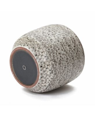 Stone Speckle Textured Ceramic Planter, 15.75" Gray Grid-Pattern Pot for Indoor/Outdoor Decor