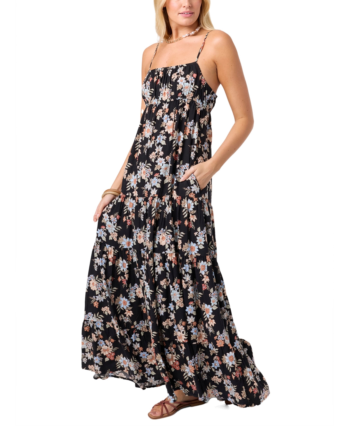 O'Neill Women's Lillie Adjustable Strap Printed Maxi Dress