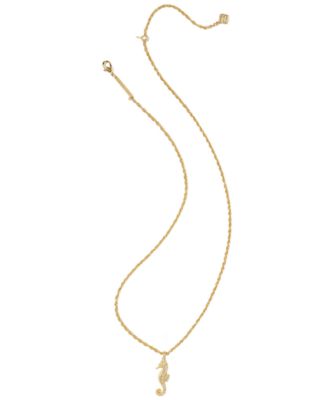 Seahorse Short Pendant Necklace in 14k Gold Over Brass