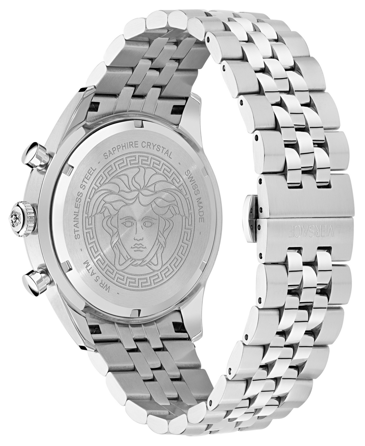 Versace Men's Chrono Master Silver Stainless Steel Bracelet Watch, 44mm