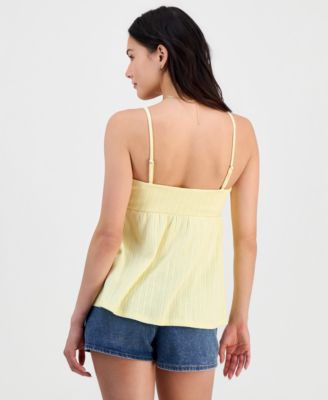 Juniors' Babydoll Pointelle Sleeveless Top