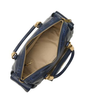 Micaela Rolled Handles Medium Leather Satchel Bag