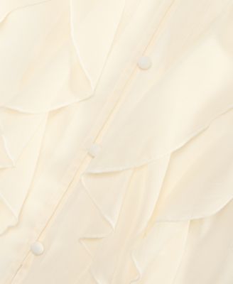 Petite V-Neck Ruffled Blouse